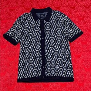Abercrombie & Fitch Diamond Stitch Button-Through Sweater Polo Size Small